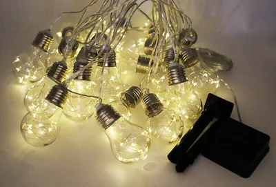 Produktbild von LED Solar Lichterkette Glühbirnen, Außen Garten Deko 8 Modi Effekte Außerlichterkette für Terrasse Hof Innen Haus Weihnachten (8m / 20 Glühbirne)