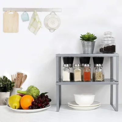 Produktbild von Einsatzregal für Küchenschränke - erweiterbarer Organizer - Set von 2 - Silber