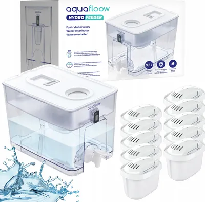 Produktbild von AquaFloow HydroFeeder 9,5l Wasserspender – All-in-10-Filter für AquaFloow Maxi Filter mit 10 Filterpatronen