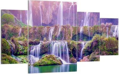 Produktbild von Bild auf Leinwand - Leinwandbild - Wasserfall Natur - 160x90cm - Wand Bild - Wanddeko - Wandbilder - Leinwanddruck - Bilder - Kunstdruck - Wanddekoration - Leinwand bilder - Wandkunst - DL160x90-3893