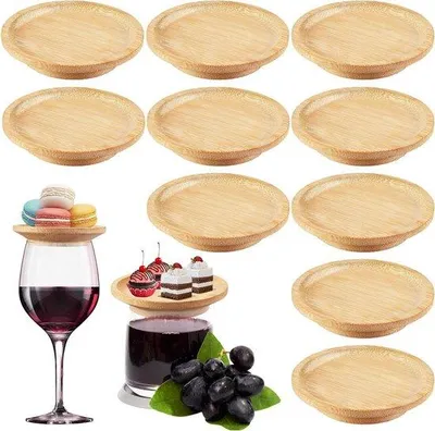 Immagine prodotto di Porta-piatti in legno per dessert decorativi e stuzzichini - Diametro 10 cm