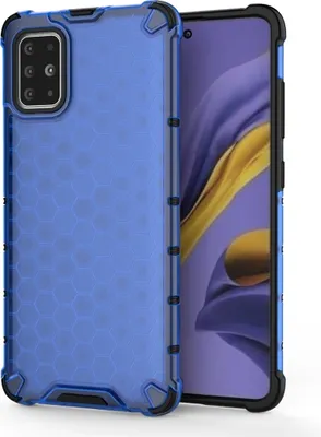 Produktbild von Mobigear Honeycomb  Samsung Galaxy A51 Hülle Hardcase Backcover Stoßfest - Blau