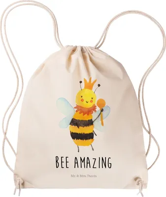 Produktbild von Mr. & Mrs. Panda Jutebeutel Biene König - Transparent - Geschenk, Beutel, Stoffbeutel, wander rucksack, Turnbeutel, Kleiner