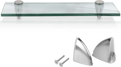 Produktbild von Fiqops Glasregal Wandregale mit Halterung Glasboden Badregal Bad Ablage Glasablage Regal Glas Badablage Glasscheibe Halterung Regale Klarglas Wandregal 40cmx0.8cm x10 cm