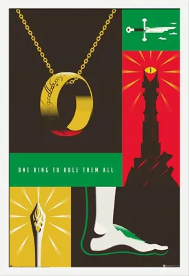 Produktbild von 100 Jahre Warner Bros. - Poster - Herr der Ringe + Wechselrahmen, Shinsuke® Maxi MDF weiss, Acryl-Scheibe