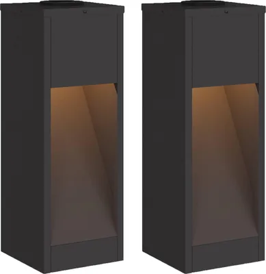 Image de vidaXL Lampe d'allée solaire LED 2 pcs Noir Acier laminé à froid