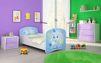 Immagine prodotto di ACMA I letto per ragazzi letto per bambini completo di materasso a doghe bianco 26 elefante 140x70