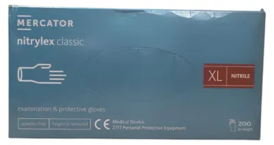 Produktbild von Einweghandschuhe Mercator Nitrylex Classic Nitril blau Größe XL 200 Stück Daten