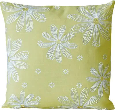 Produktbild von Kissen-Bezug Blumen gelb weiß Stickerei 40x40 cm