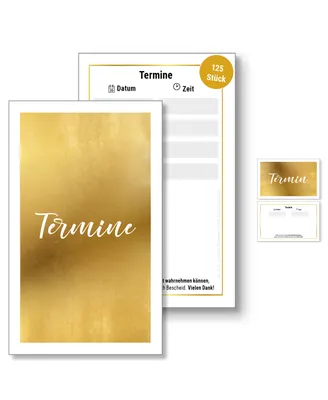 Produktbild von Frank Paperman® | 125 x Terminzettel gold | mit hochwertiger Goldfolienprägung | 4 Termine auf einem Terminzettel Praxis | Visitenkartenformat