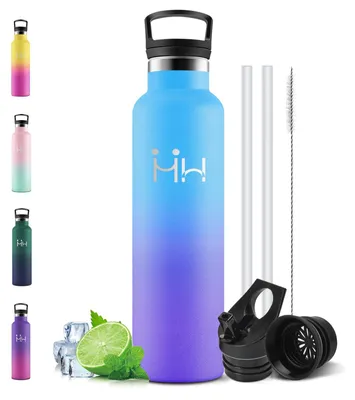 Produktbild von Motswedi Trinkflasche Edelstahl 1l, mit Strohhalm, Thermosflasche, Thermo Trinkf