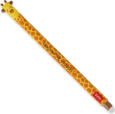 Produktbild von Legami - Radierbarer Gelschreiber, Kugel am Ende zum Entfernen von schwarzer Tinte, wärmeempfindlich, Durchmesser der Spitze 0,7 mm - Thema Giraffe