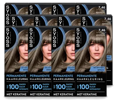 Produktbild von 12 x SYOSS Coloration 7-46 Kühles Mittelblond - Dauerhafte Haarfarbe - Vorteilspackung - 12 Stücke