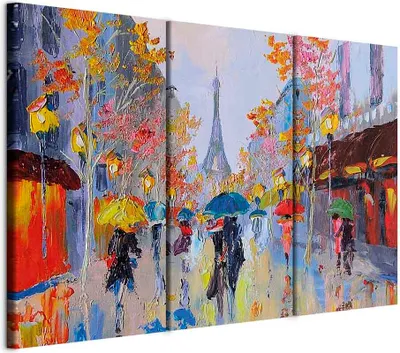 Produktbild von Italienischer Leinwand Leinwandbild - Rainy Paris 60x40 cm Städte d-B-0064-b-e