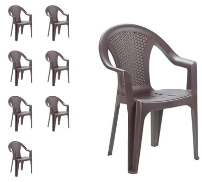 8 Stück Stapelstuhl Rattan-Optik Mokka