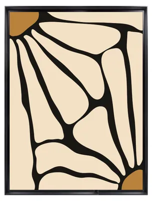 Image de Tableau mural encadré feuille abstraite graphique 60x80 cm, Tableau mural moderne pour décoration intérieure