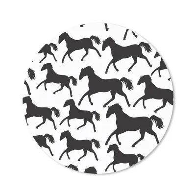 Produktbild von MuchoWow® Mauspad Mousepad Pferde - Schwarz - Weiß - Mädchen - Kinder - Mädchen 20x20 cm - Mousepads - Maus Mat - Pad - Mausunterlage - Schreibtischmatte