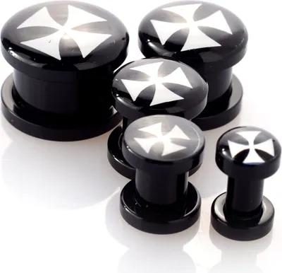 Produktbild von Ohr Flesh Acryl Tunnel Piercing Schwarz Screw On Logo Windrad VPPI.135.10mm