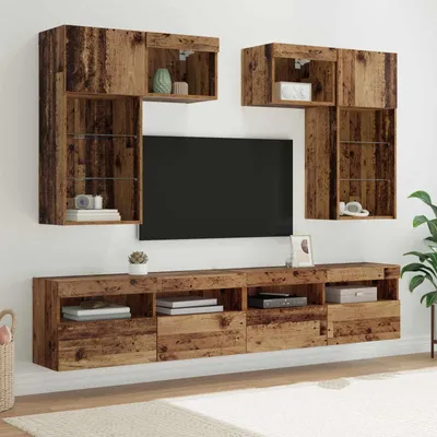 Produktbild von Maison Exclusive - TV-Wandgeräte 6 pcs Schwarz Eichen-Optik Holzwerkstoff