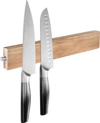 Image de Porte-couteau magnétique 30cm acacia bois stockage métal
