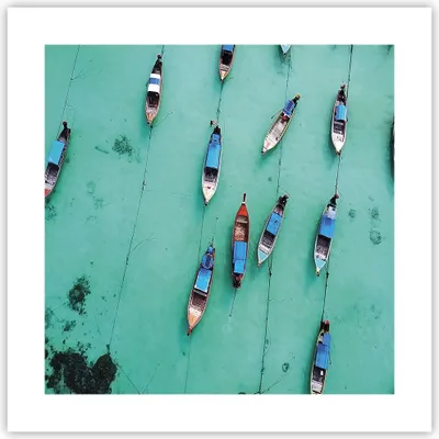 Produktbild von Poster - Poster ohne Rahmen - Boote mit Luft - 40x40 cm - Wand Bild - Wanddeko - Wandbilder - Kunstposter - Wandposter - Bilder - Kunstdruck - Wanddekoration - Wandbild - P2XAC40x40-4362