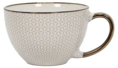 Produktbild von Großer Becher für Kaffee oder Tee mit Untertasse, Steingut, 460 ml