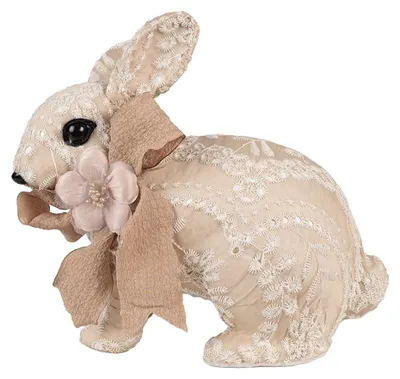 Immagine prodotto di Clayre & Eef Figura decorativa di coniglio 26x15x23 cm Tessuto beige