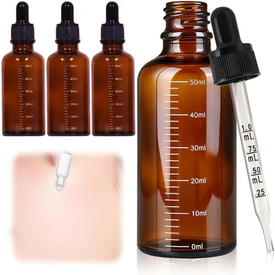 4er-Set Pipettenflaschen 50 ml Braunglas mit Tropfer
