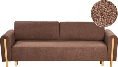 Produktbild von BELIANI Schlafsofa mit Braun Bouclé-Stoffbezug Klick-Klack Klappmechanismus und Stauraum minimalistisch-modern mit Armlehnen