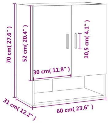 Obrázek produktu pro vidaXL Nástěnná skříňka Concrete Grey 60x31x70 cm Dřevěný materiál