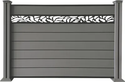 Produktbild von WPC‑Sichtschutzzaun Valla – 1 Element 2 Pfosten mit Dekorleisten, ca. 1,9×1,3 m