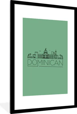 Produktbild von MuchoWow® MuchoWow® Gerahmtes Poster Skyline der Dominikanischen Republik" auf grünem Hintergrund 60x90 cm - Poster mit zchwarzem Bilderrahmen - Dekoration - Wandposter Wohnzimmer - Hochwertig