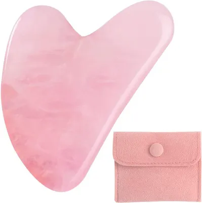 Produktbild von Gua Sha steine gesichts Jade Stein Herzform Guasha Board Kratz-Massage Tool für Gesicht, Augen, Hals zur Hautpflege, Schönheit und Entspannung der Körpermuskulatur