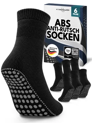 Zdjęcie produktu dla Skarpety ABS, męskie/damskie, antypoślizgowe, bawełniane - model 8600, kolor czarny, rozmiar 47-50, zestaw 6 par
