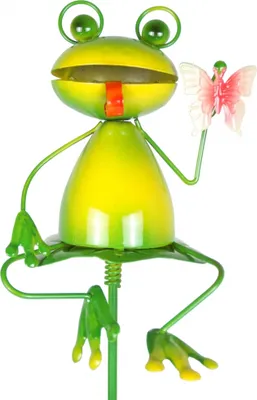 Produktbild von Gartenstecker Frosch mit Schmetterling ca. 84 cm - Gartendekoration