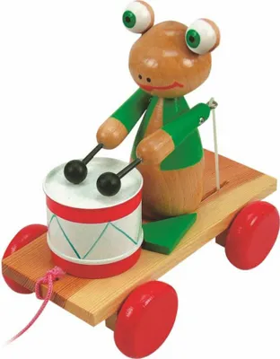 Produktbild von NACHZIEHFROSCH KINDER Holzspielzeug Nachziehtier Holzfrosch Kleinkinder