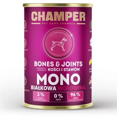 Zdjęcie produktu dla CHAMPER BONES&JOINTS MONOBIAŁKOWA mokra karma dla psa z wołowiny 400g