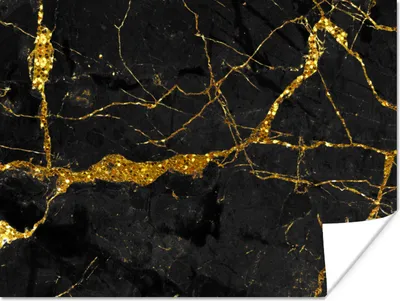 Produktbild von MuchoWow® Poster Marmor - Gold - Schwarz - Marmoroptik - Luxe - Glitzer 40x30 cm - Plakate für die Wände - Poster Wohnzimmer