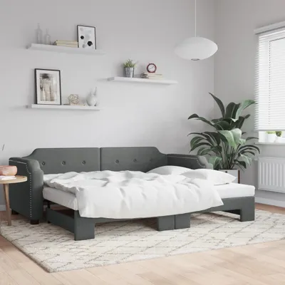 Image de Maison Exclusive - Canapé-lit convertible gris foncé 100 x 200 cm en tissu