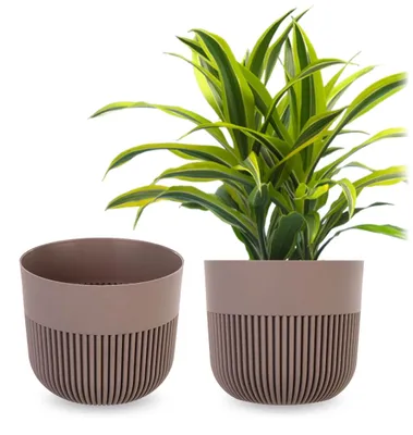Obrázek produktu pro KADAX květináč Ø 17 cm, květináč s drážkou pro vnitřní i venkovní použití, plastový květináč, květináč pro pokojové rostliny (béžový)