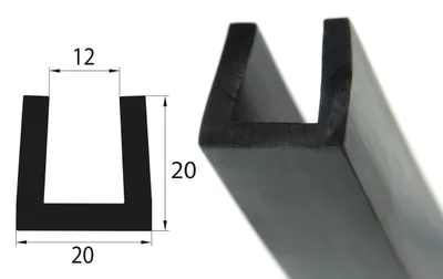 Produktbild von V34 Fassungsprofil Fassungsbereich 12 mm Kantenschutz EPDM Gummiprofil Gummidichtung