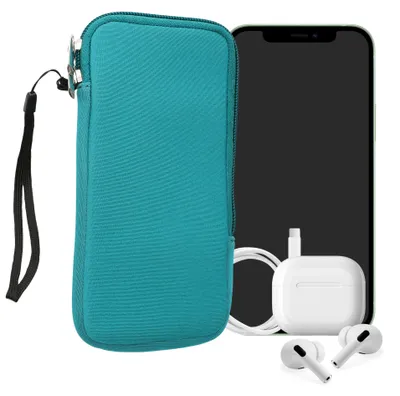 Produktbild von kwmobile Neopren Handytasche für Smartphones L - 6,5" - Handy Tasche mit Reißverschluss - Handyhülle universal Türkis