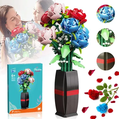 Productafbeelding van Bloemenpracht bouwspeelgoed, doe-het-zelf bloemenboeket speelset, bloemenboeket bouwstenen