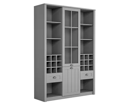 Produktbild von AX LIVING Vitrinen Schrank Palmano W2T2S 140 cm breit, stilvolles Grau