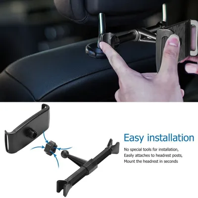 Produktbild von Einstellbare Handy Tablet Stand Auto hinten Sitzhalter Fahrzeug Kopfstütze Halterung Universal Halterung Kompatibel für Apple iPhone iPad schwarz