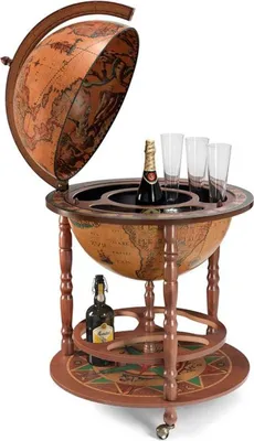 Produktbild von Casa Padrino Art Deco Getränke Servierwagen Globus Bar Braun / Mehrfarbig 60.5 x H. 97 cm - Art Deco Möbel