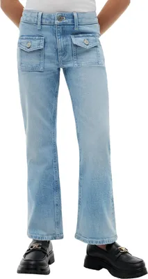 Produktbild von Tommy Hilfiger Mädchen Jeans Hose Patch Pockets Light Flare Fit, Blau (Denim Lig