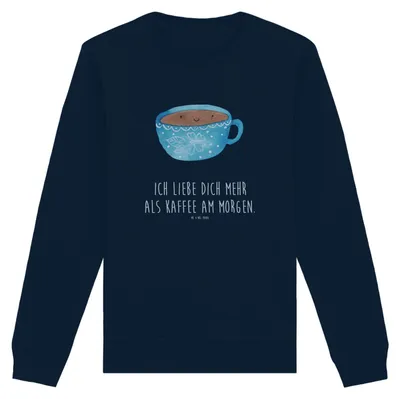 Produktbild von Mr. & Mrs. Panda Rundhals Pullover Kaffee Tasse Größe M - French Navy - Geschenk, Bio Baumwoll, Liebe, Pulli, Genuss, Glücklich, Sweater, Geschmack, Sweatshirt