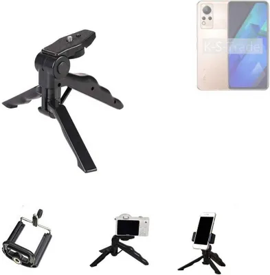 Produktbild von K-S-Trade Stativ Tisch-Ständer Dreibein Handy-Stativ Ständer kompatibel mit Infinix Note 12i Mini-Stativ Smartphone Tripod Handy-Stativ aus Plastik