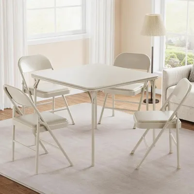 Image de Table carrée pliante pour camping, 85 cm - Plateau imperméable - Pliable - Portable - Pour intérieur et extérieur - Blanche